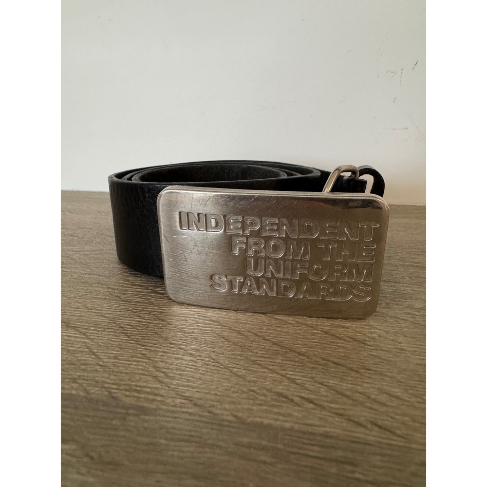 Lifetime Collective Black Italian Leather Belt Statement Buckle Made in Canada